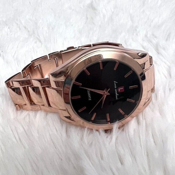 Luis Cardini Rose Gold Quartz Women's Watch Elegant Timepiece Black Dial - Picture 8 of 13